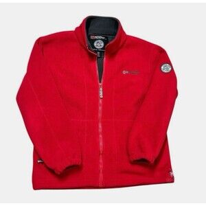 Outdoor Norway Full Zip Fleece Jacket Men's Large Red Gray Cabincore Freedom